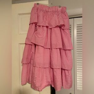 TCEC Pink tiered midi skirt
